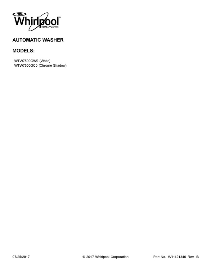 Diagram for WTW7500GW0